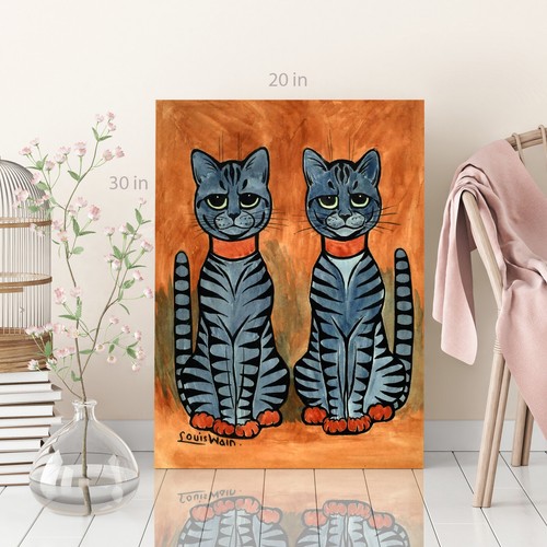 zwei Katzen Louis Wain Wandbild fertig zum Aufhängen Wandbild fertig zum Aufhängen - Bild 2 von 4