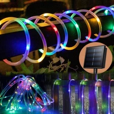 Solar Rope Lights Outdoor Waterproof LED PVC Tube Fairy String Light Garden XMAS