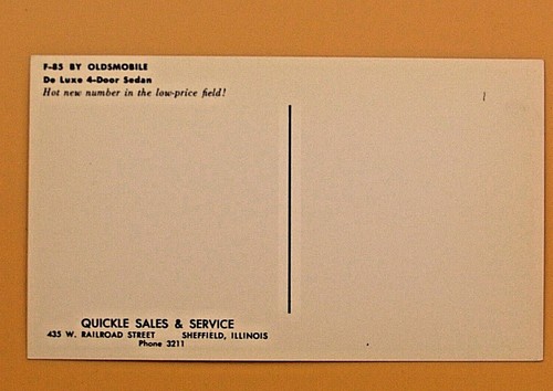 1961 Oldsmobile F-85 Deluxe 4 Door Sedan Sales Ad Post Card Sheffield Illinois - Picture 2 of 7