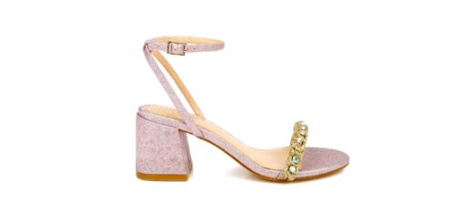 Sandalias de noche para mujer Jewel Badgley Mischka tacón de bloque, zapatos rosa pálido - Imagen 3 de 6