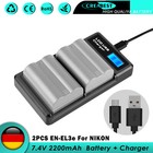 2× EN-EL3e EL3a Akku Batterie + Ladegerät Für Nikon D70 D80 D90 D100 D200 D300 