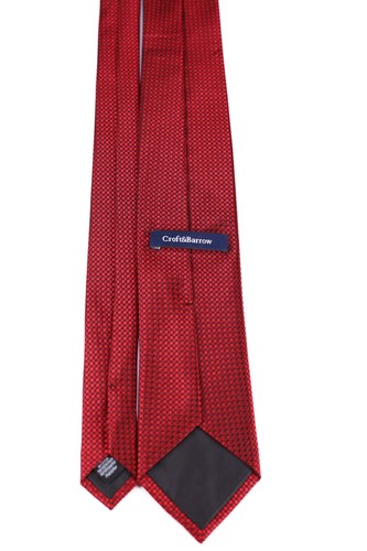 Croft & Barrow Men's Necktie Army Red with Geometric Squares Tie 59"L x 3.75"W - Picture 4 of 5