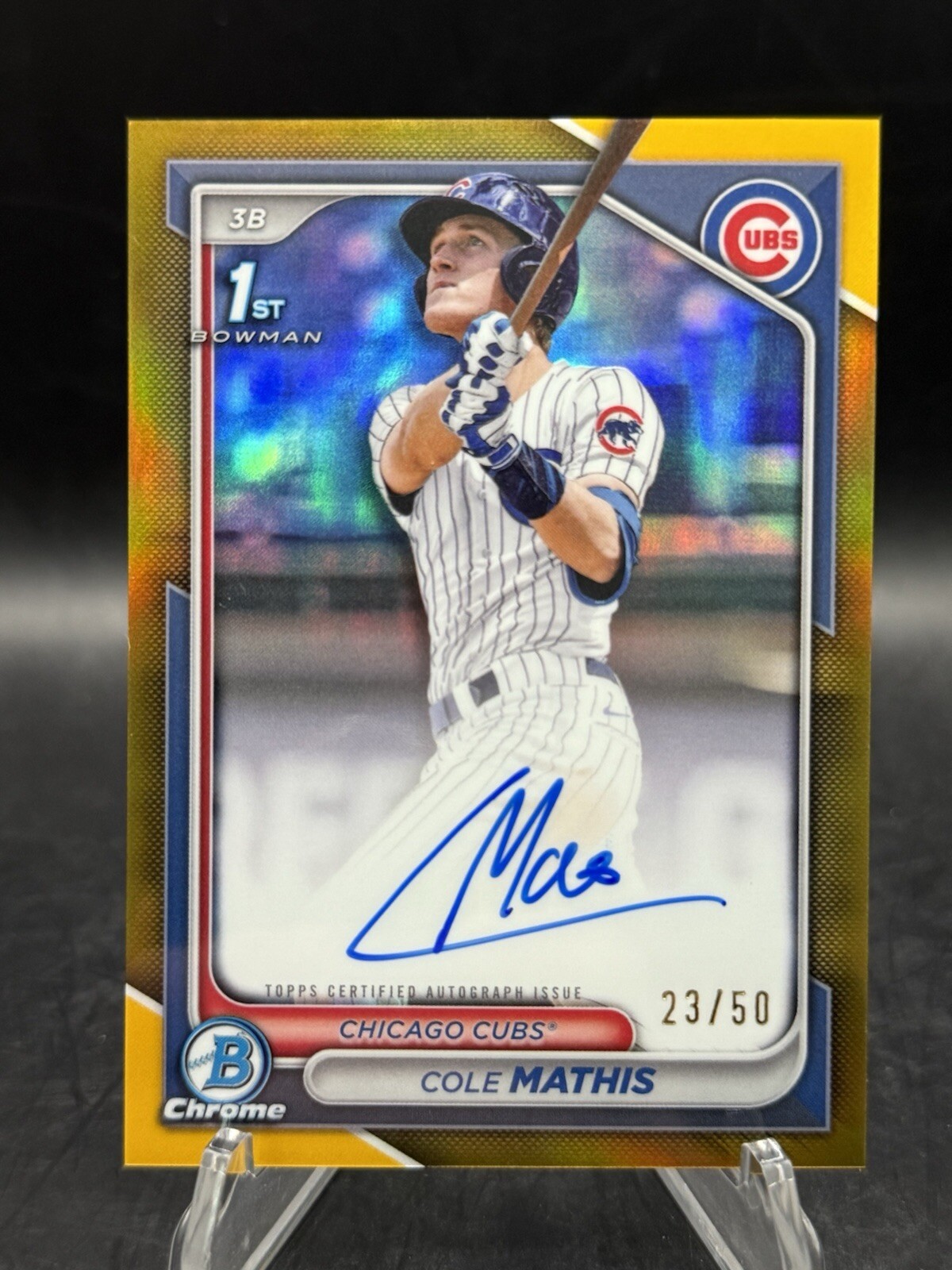 2024 Bowman Draft 1st COLE MATHIS Chrome True Gold Refractor Auto /50 - Cubs