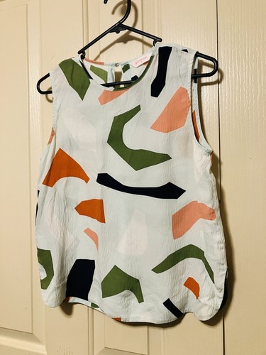 GORMAN 100% Silk Abstract Print Sleeveless Blouse Top Womens Size 8 - Picture 4 of 10
