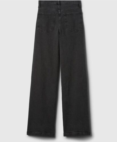 New Gap High Rise Stride Wide Leg Jeans Size 16 Tall 16T Black Trendy 36" Inseam - Picture 5 of 11