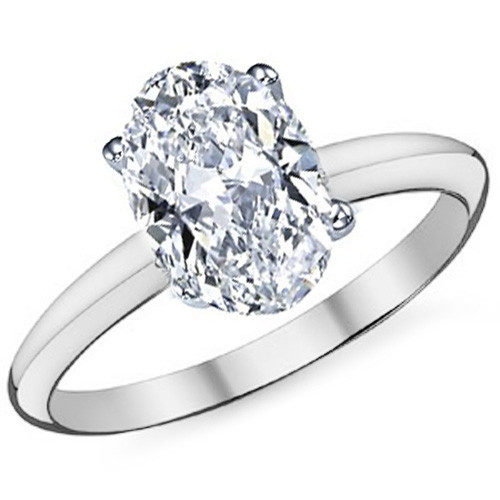 1.50 CTW 14k White Gold Oval Cut Moissanite 4 Prong Solitaire Engagement Ring - Bild 1 von 2