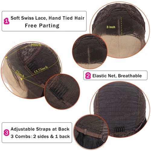 Maycaur Long Black Curly Wig Lace Front Wigs for Black Women Glueless Lace Fr... - Picture 6 of 6