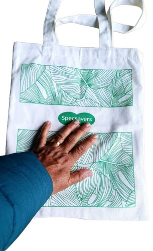 Specsavers Cotton Fabric Shopping Bag New Never used 37.5cm x 29.5cm White Green - Bild 9 von 11
