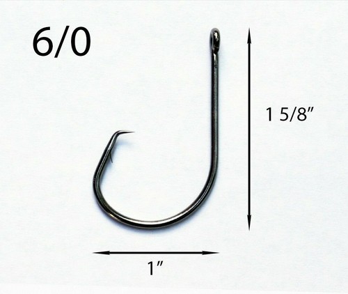 PACK OF 25 Size 6/0 TACKLEWORKS Circle Non-Offset Inline Fishing Hooks 7381 - 第 1/1 張圖片