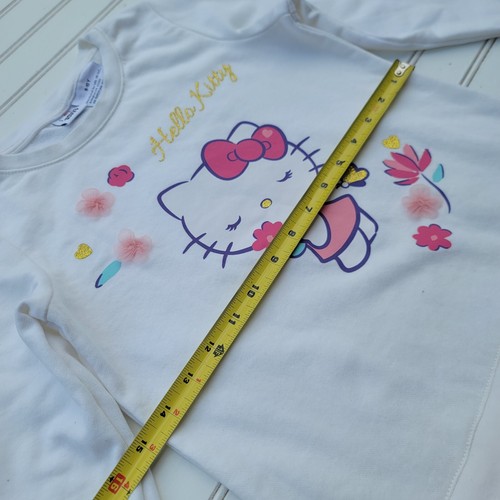 Hello Kitty Dress Girls Blush Pink Glitter White Long Sleeve Cotton 8-10 Y - Picture 5 of 10