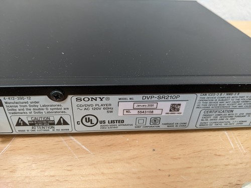 *For Parts, Lot of 5 No Power* Sony DVP-SR210P DVD Player - Picture 9 of 11