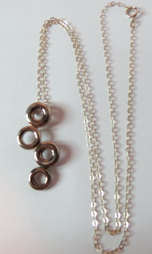 925 STERLING SILVER CIRCLES PENDANT NECKLACE CHAIN 19" LONG - Picture 4 of 4
