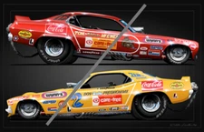 Snake & Mongoose (3) Funny Cars 28X18" Poster FC069