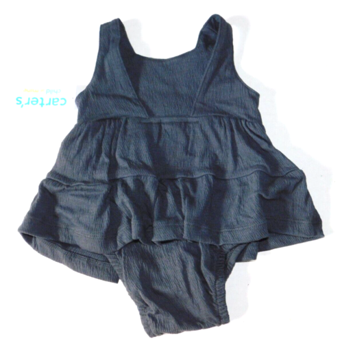3 6 Month Infant Baby Girl Summer Outfit One Piece Dark Gray - Picture 4 of 5