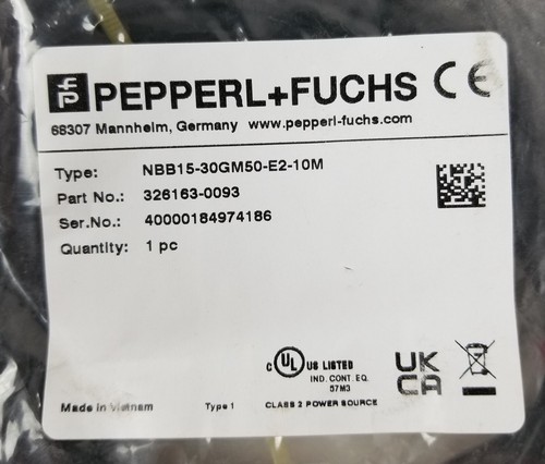 Pepperel+Fuchs NBB15-30GM50-E2-10M Inductive Proximity Sensor 15mm 5-36Vdc NEW - Picture 7 of 7