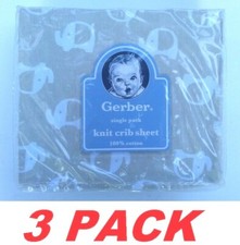 Gerber Baby Crib Sheet 100 Cotton Fitted Knit Crib Sheet Mocha Elephant 3-PACK