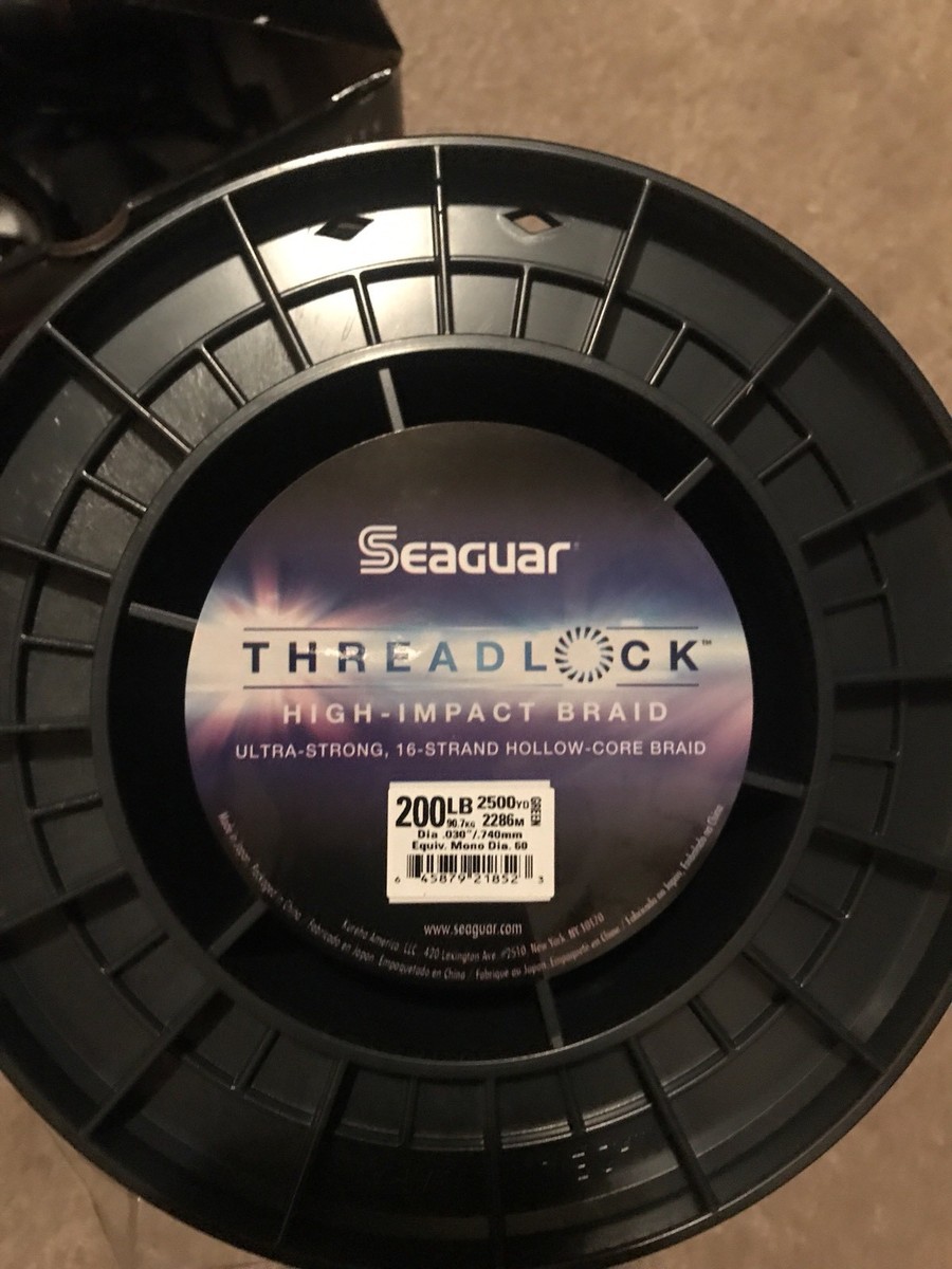 seaguar threadlock braided fishing line Braid Lines l Saltwater l Freshwater l White / 60LB .016 in. /.405 mm dia. / 600 YDS the inventor and world leader in fluorocarbon and premium fishing line Seaguar Threadlock Hollow Core Braided