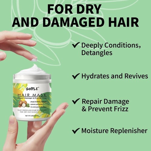 Deep Conditioning Hair Mask Repair Damaged Frizzy Hair Moisturizing Hair 8.8 OZ - Picture 4 of 7