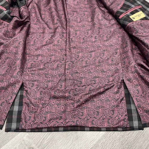 Stacy Adams Mens Blazer Jacket Sport Coat Black Gray Purple Check Size 46L - Picture 14 of 14