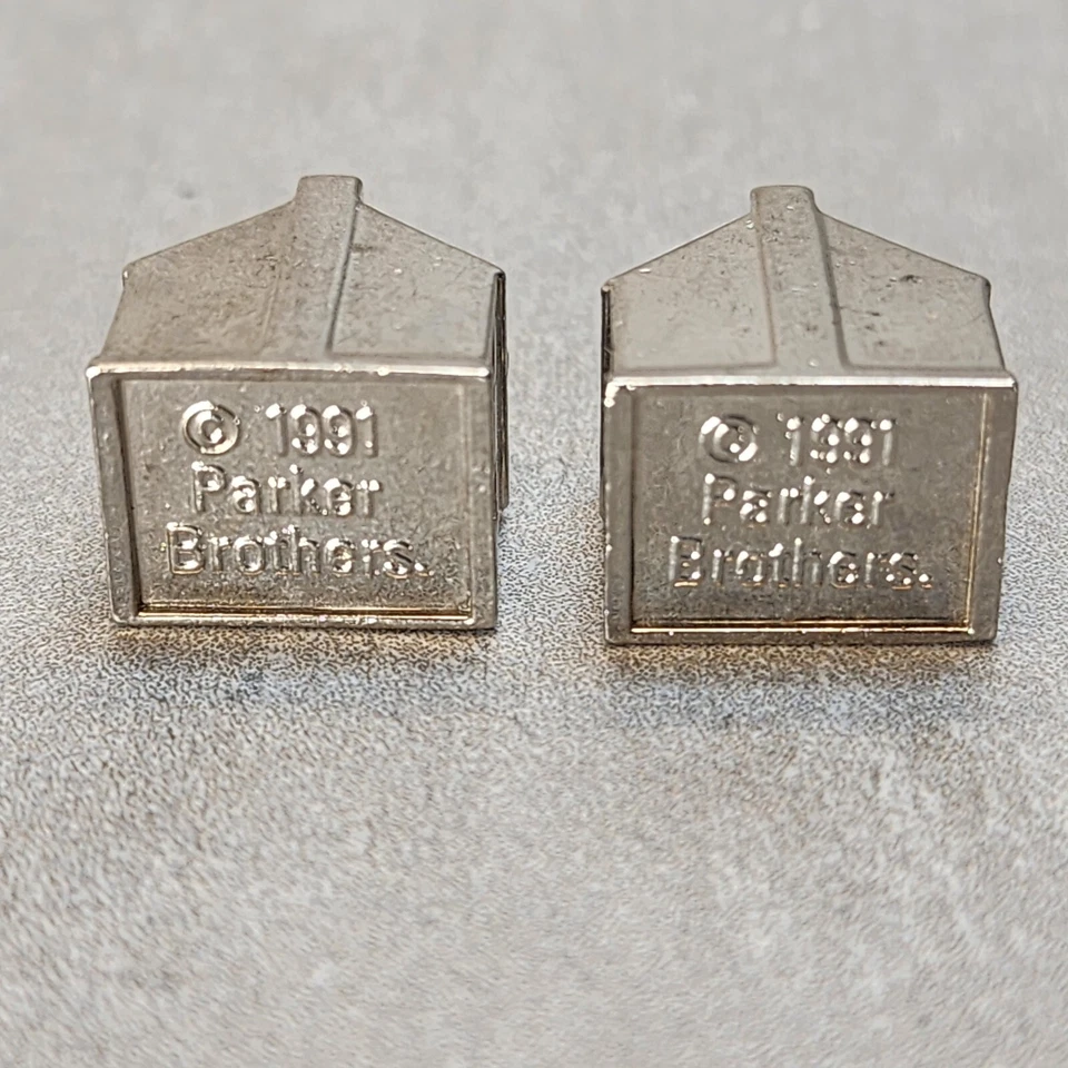 Lote de 2 piezas de repuesto vintage Franklin Mint Monopoly enchapadas en plata para casa Foto 3 de 3