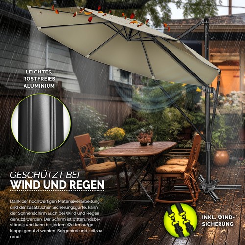 Parasol tillvex® 330 cm parasol parasol parasol de jardin parasol de marché balcon en aluminium NEUF - Photo 49/63