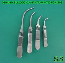 4 O.R GRADE DEBAKEY BULLDOG CLAMP ATRAUMATIC FORCEPS CURVED SURGICAL INSTRUMENTS