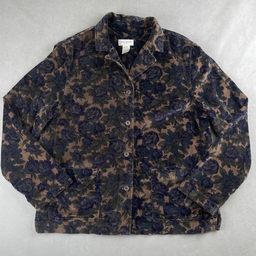 Vintage Jones New York Jacket Pants Set Womens M & 8 Floral Velveteen 90s Retro - Picture 2 of 24