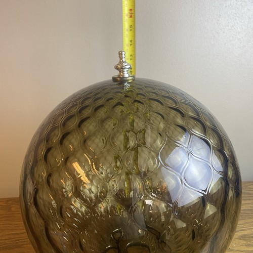 Vtg Mid Century Modern Hanging Swag Light Lamp Smokey Glass Globe MCM - Picture 12 of 13