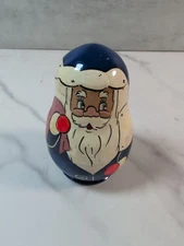 Vintage Russian Christmas Santa 5 pc Nesting Doll Set Hand Painted 3.25" Tall