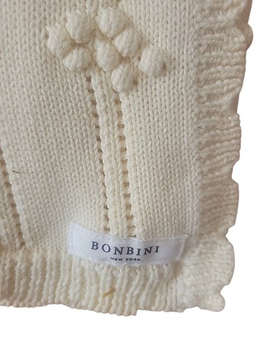 Baby Blanket BONBINI Crib Blanket 100% Natural Cotton Yellow Scalloped Edge - Picture 3 of 5