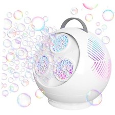 Bubble Machine for Kids Toddlers,45 /360 Automatic Rotation Spherical White