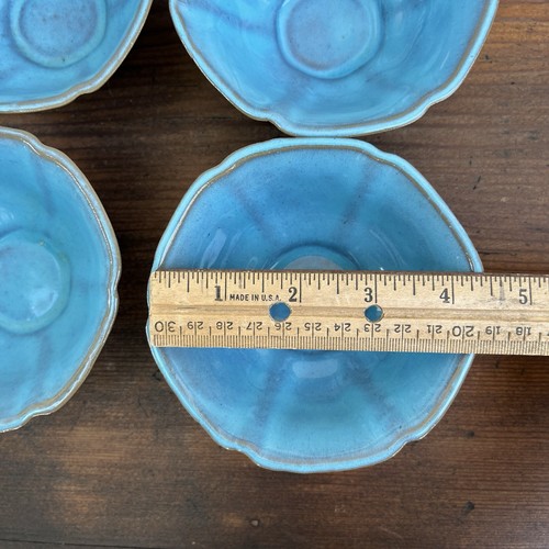 Vtg White Cloud Farms Pottery Small Berry Snack Bowl Set Green Ceramic Dish NY - Imagen 10 de 11