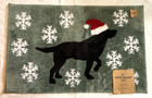 Eddie Bauer Bath Rug Black Lab Santa Hat Snow Green Red Black White 20 X 32 NIP