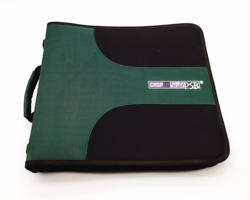Crop In Style PSB Reißverschluss Scrapbooking 3 Ringe Ordner 14 x 15" grün & schwarz