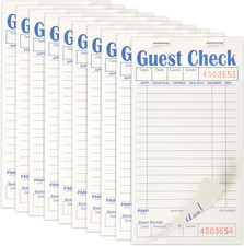 Guest Check Books, for Servers, Note Pads, Paper, w/ Guest Receipt, Check Pads