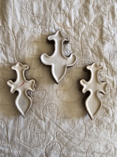 Vintage Porzellan Fleur de Lis Schmuckschatullen. Skurrile Burg Deko Mittelalter  - Bild 7 von 10