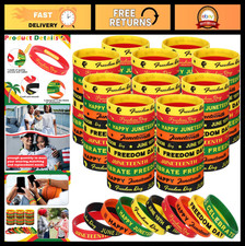 300 Pcs Juneteenth Rubber Bracelets - Black Independence Day Party Supplies, Fre