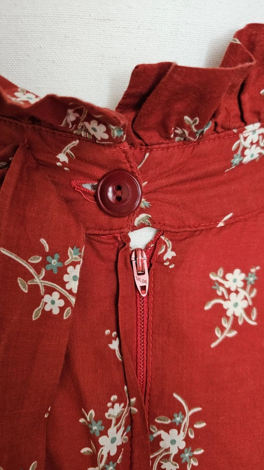 Gunne Sax GUNNIES Vintage Red Floral Calico Prairie Skirt cottagecore Boho Sz 7 - Image 4 of 4