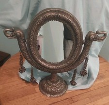 Elegant Antique Elephant Adorned Vanity Makeu...