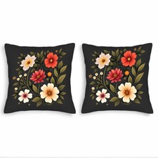 Set of 2 Decorative Throw Pillow Covers 18x18in - Floral Design
