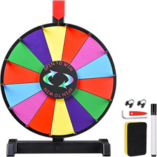 12" Prize Wheel Tabletop 14 Slots Heavy Duty Editable Spinning Wheel for Fortune
