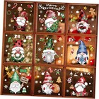  Christmas Gnome Snowflake Window Clings 11 Sheets, Removable Xmas Gnome-A