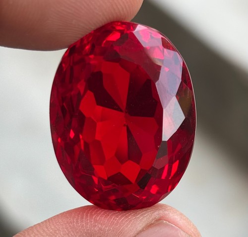 Natural 87 Ct Certified Blood Red Ruby Oval Cut Loose Flawless Gemstone BIG SIZE - Picture 3 of 10