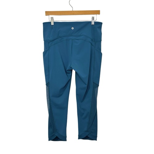 Lululemon Damen Sohle Training kurze Leggings Größe 10 Poseidon türkis Netz - Bild 2 von 8