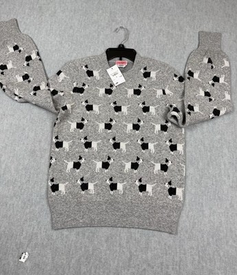 KATE SPADE グレー トレーナー 140 Kate Spade Sweater Womens Small Gray Dog Print Crewneck Knit