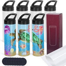 8-Pack 20oz Sublimation Tumblers Bulk Skinny Straight Double Wall W/ Lids