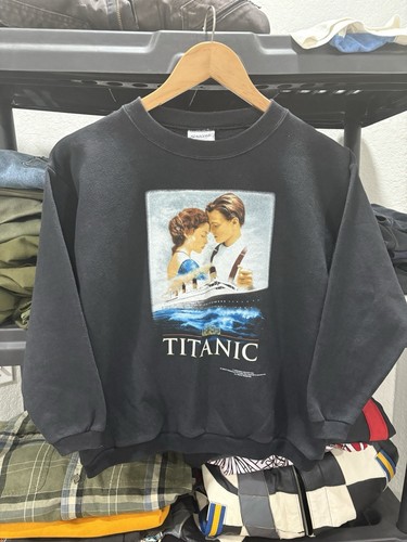 Vintage 1998 Titanic Movie Promo Kids Black Sweatshirt Crewneck Kids Large 14-16