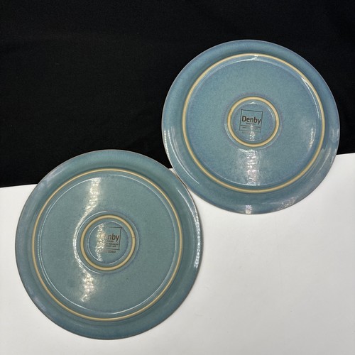 DENBY-LANGLEY Azure Coast Set Of (2) 10 1/2” Dinner Plate Stoneware England - Picture 6 of 15