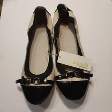Capelli New York  black patent toe and heel ballet flat size 10