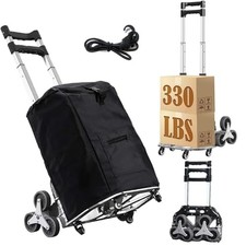 Collapsible Stair Climbing Cart 330LB Capacity with Bungee Cord & 50L Bag